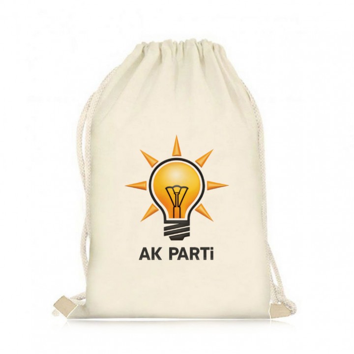 AK Parti Logolu Ham Bez İp Büzgülü Seçim ve Promosyon Çantası